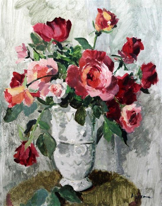 Edward Wesson (1910-1983) Roses in a vase 19.5 x 15.5in.